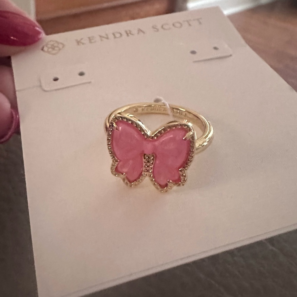 $80 Kendra Scott Haley Bow Band‎ Ring Gold Blush Mother Of Pearl NEW
